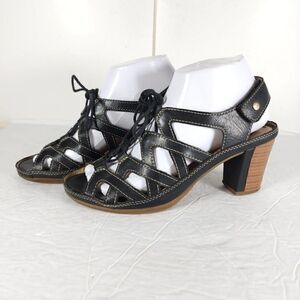 Pikolinos Women's US7-7,5 EU38 Java Black Leather Peep Toe Slingback Sandals